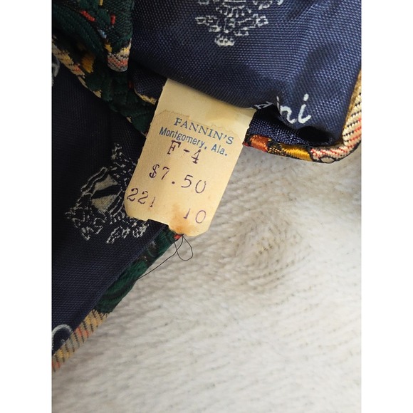 NEW! 1970s Mens Neckie VINTAGE Paisley Floral Green Orange Tapestry Oleg Cassini - Picture 9 of 12